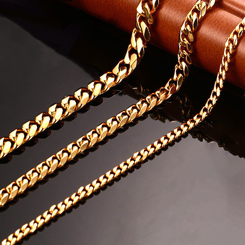 Stainless Steel Cuban Chain Necklace Bracelet for Men