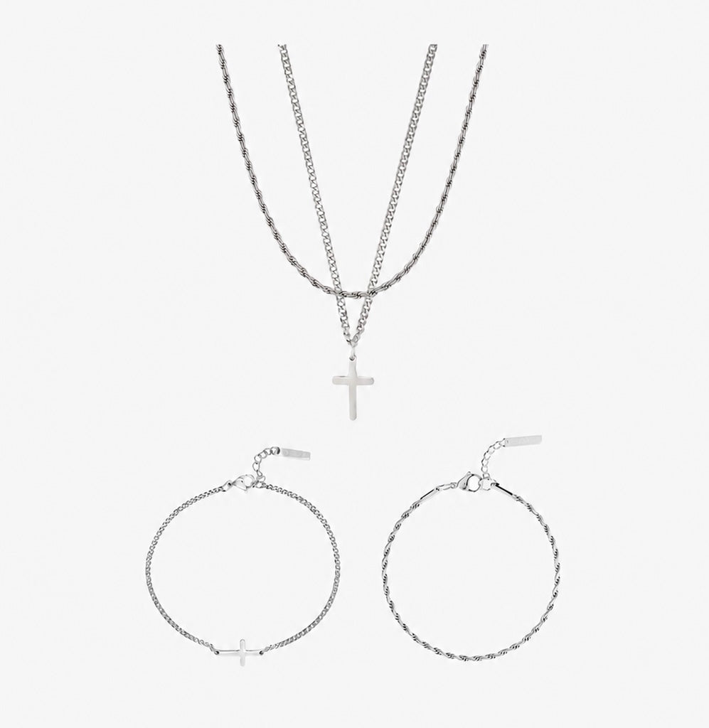 CROSS X ROPE 3MM SET | SILVER